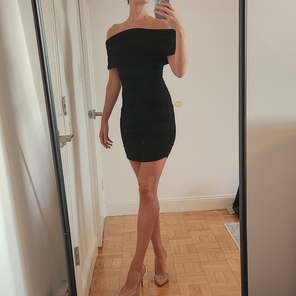 Bobi Black Off Shoulder Dress, size small